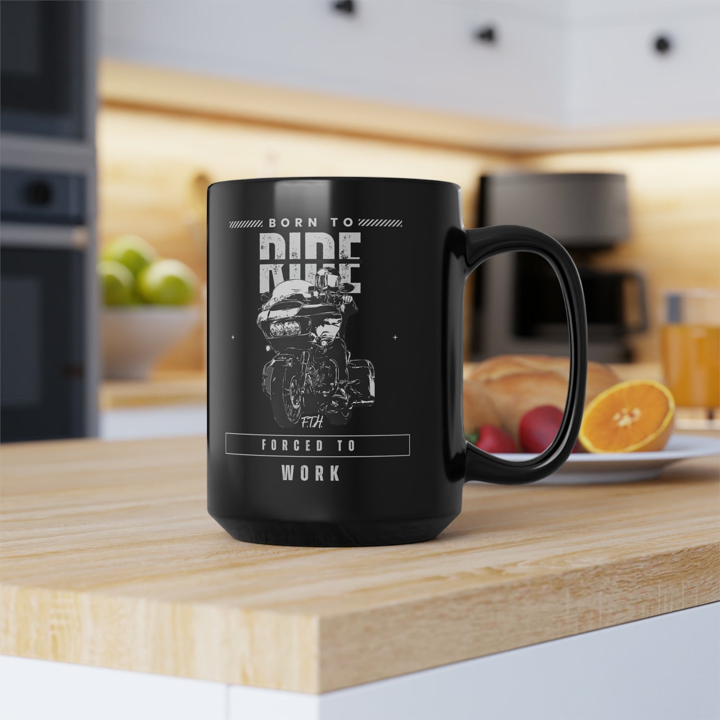 Born To Ride Black Mug, 15oz
