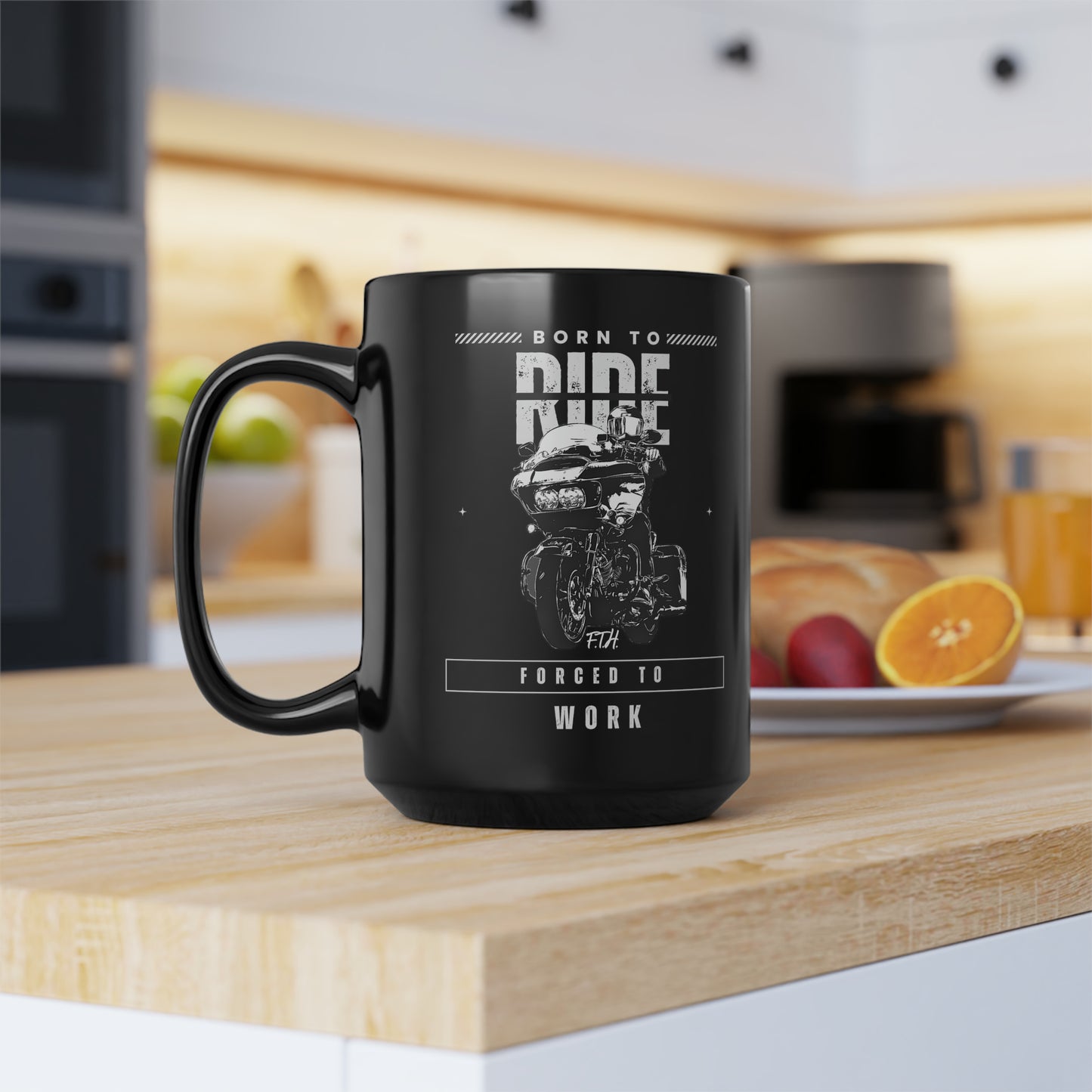 Born To Ride Black Mug, 15oz